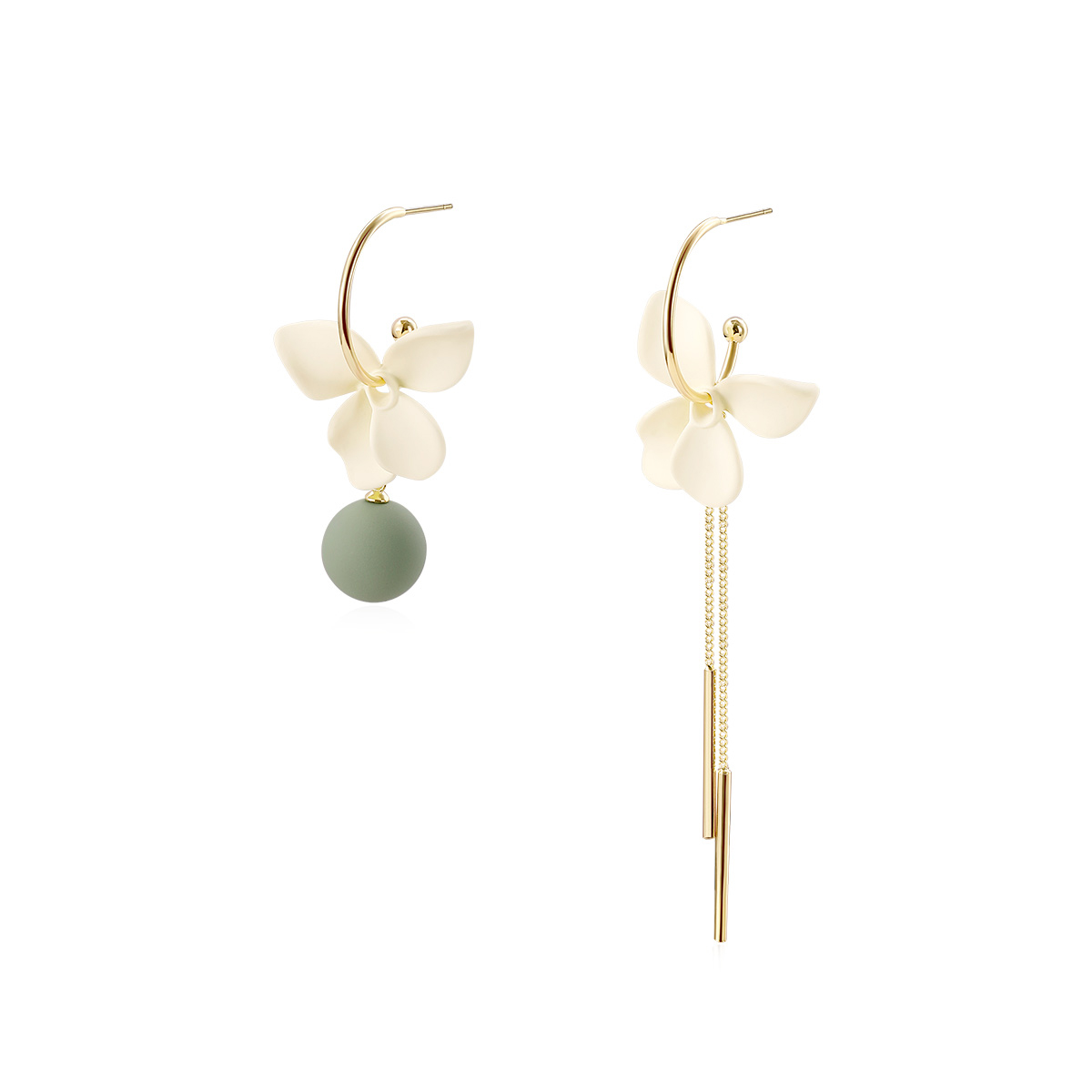 不對稱永生花流蘇耳環-FANYIACC