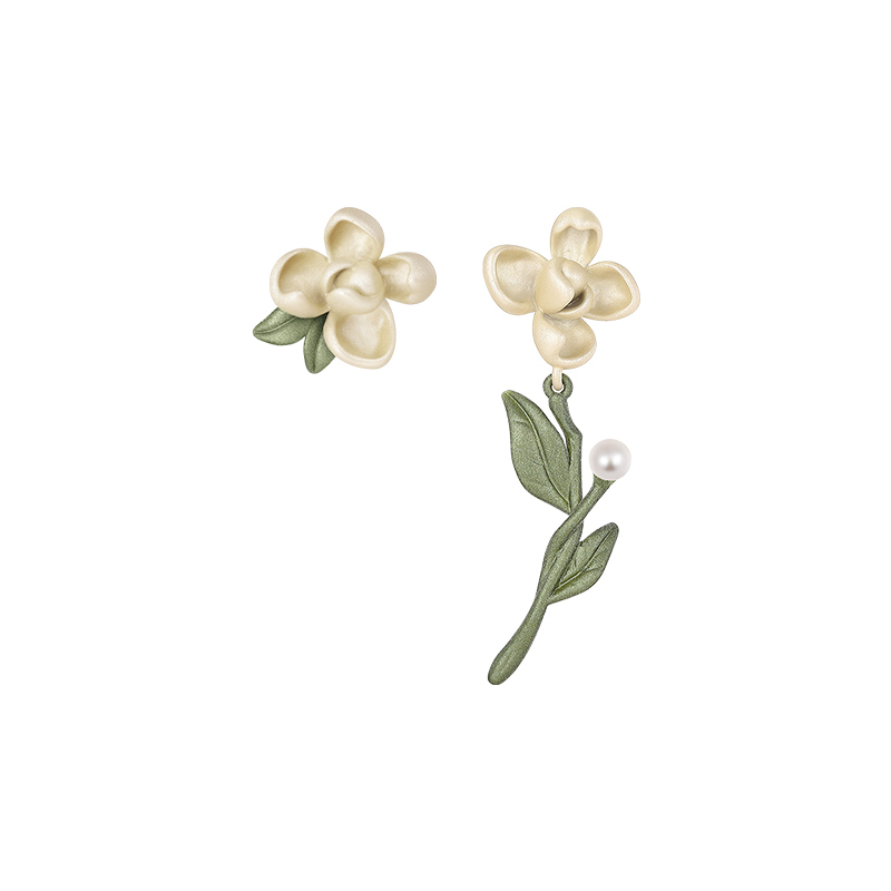 不對稱梔子花耳環-FANYIACC