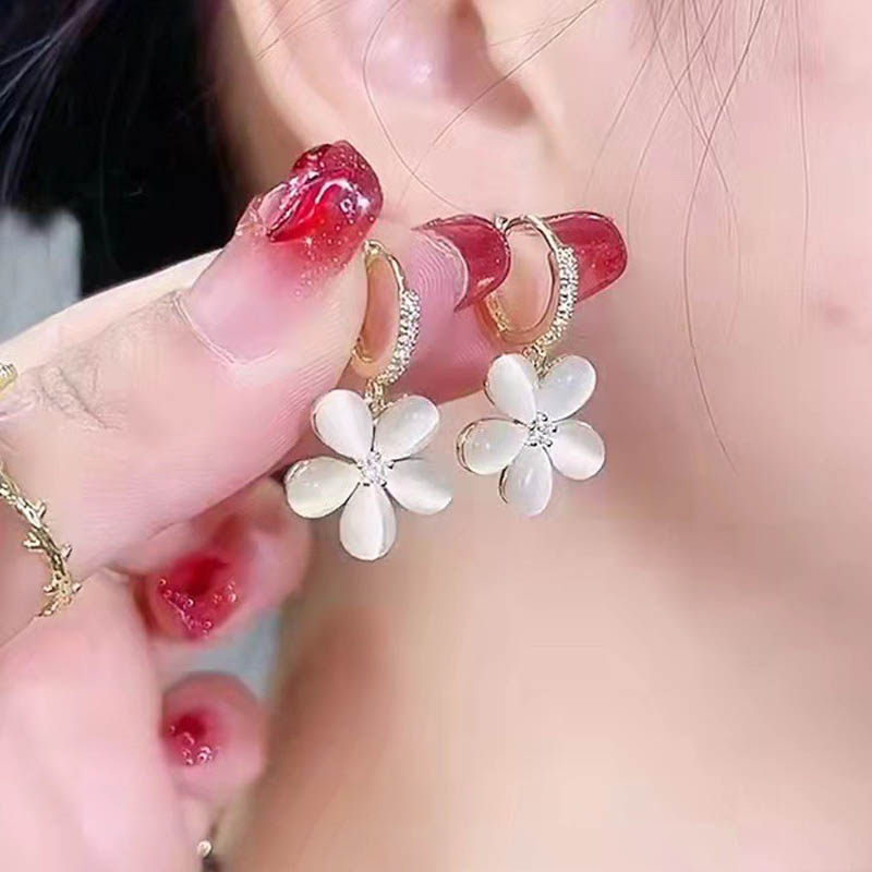 花朵貓眼石耳環-FANYIACC