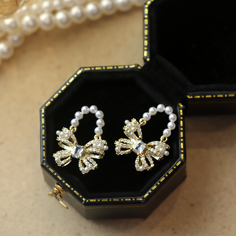 珍珠蝴蝶結耳環 （Earrings）-FANYIACC