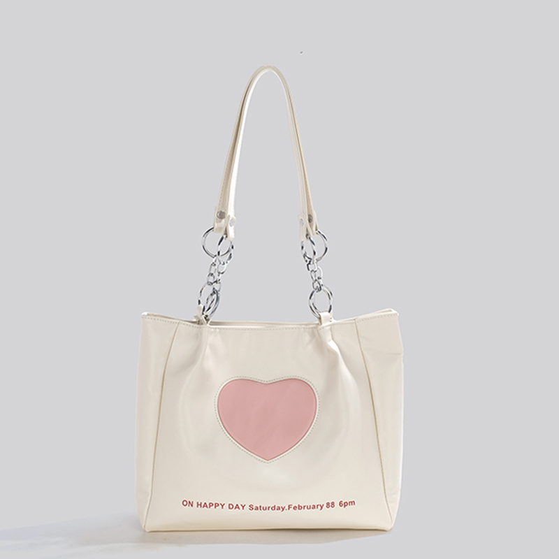 新款法式愛心 大容量托特包     白色愛心