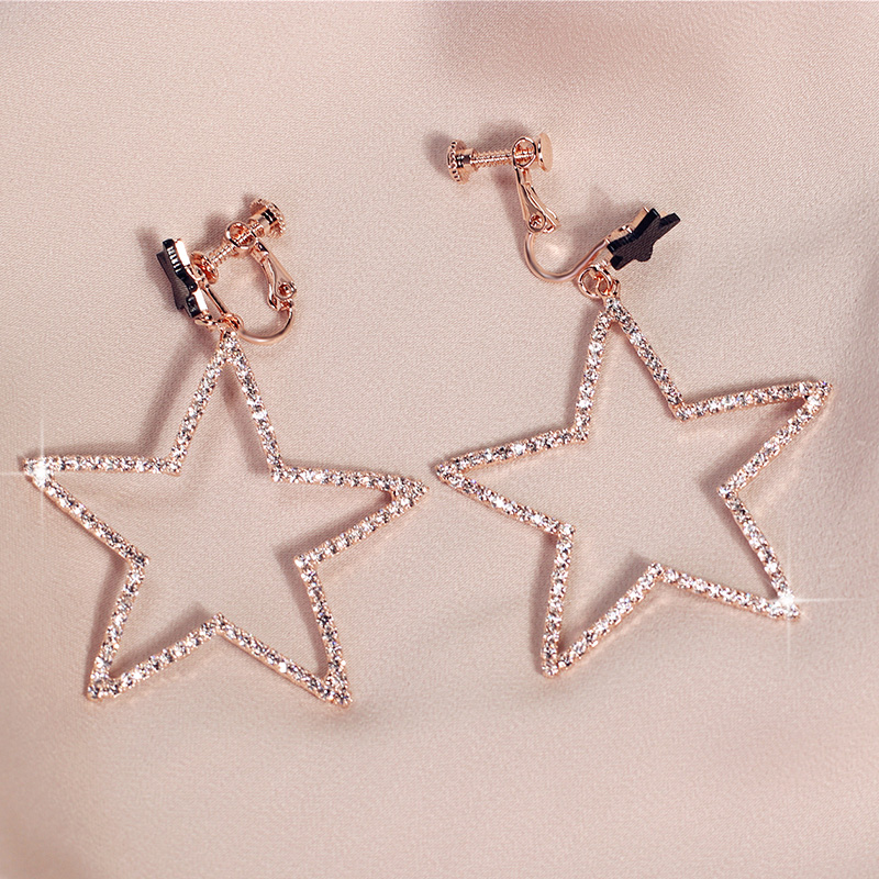 黑色五角星耳夾•無耳洞