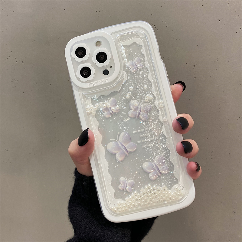 夢幻蝴蝶液體流沙氣墊手機保護殼