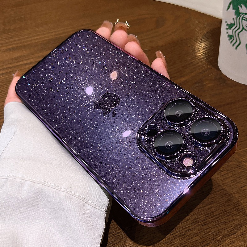 星空閃粉iPhone帶鏡頭膜手機保護殼