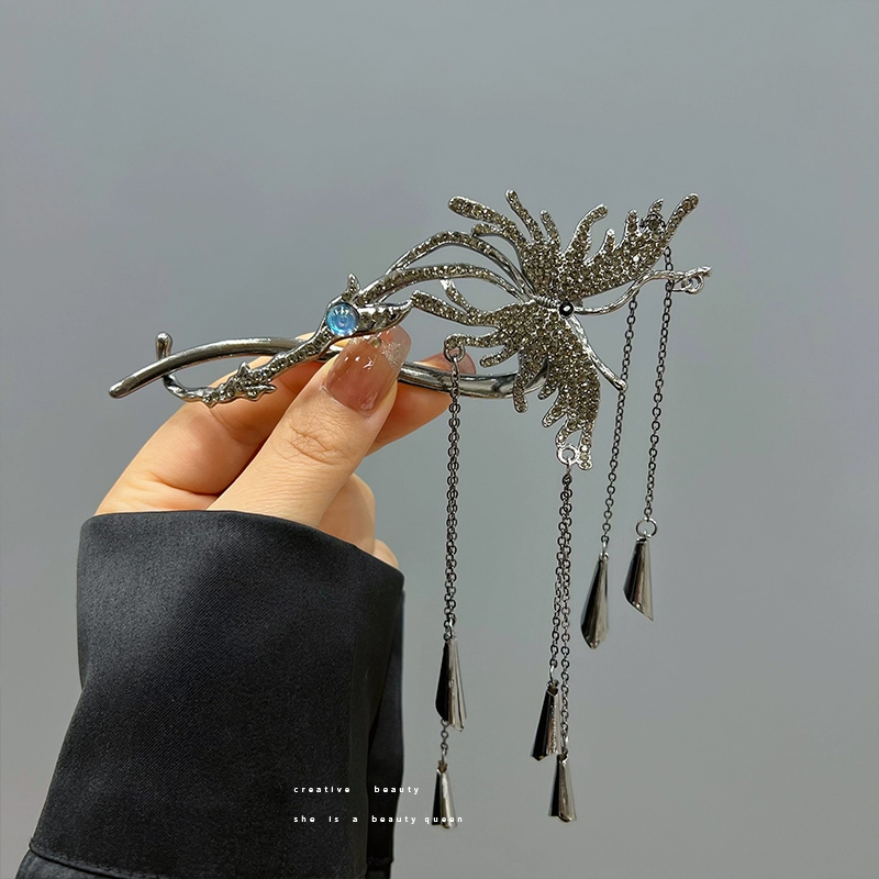 黑色大蝴蝶流蘇盤髮神器