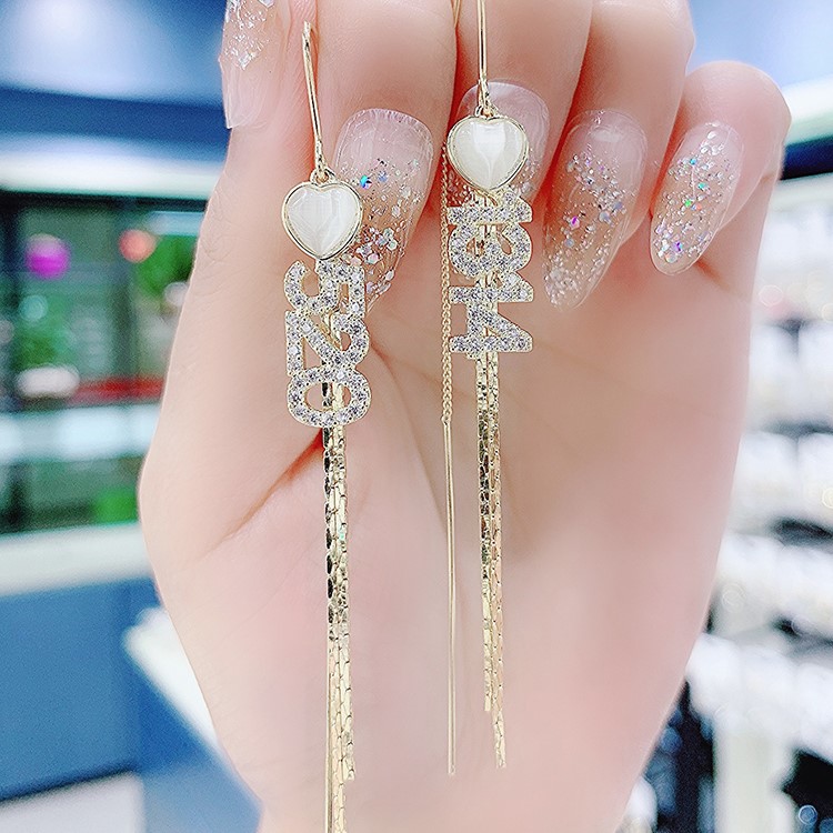 紅色愛心5201314流蘇耳環-FANYIACC