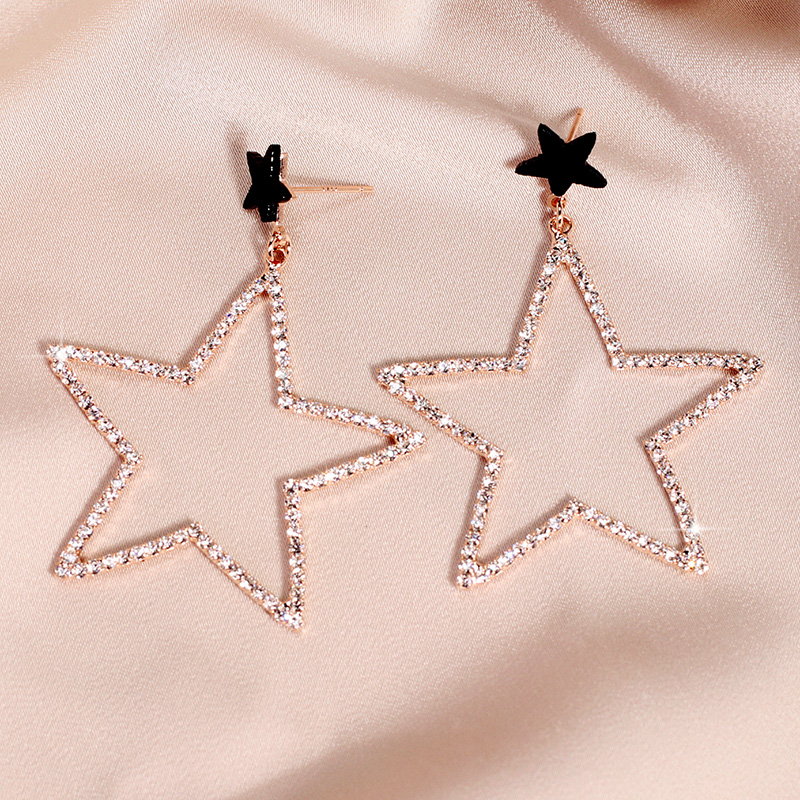 黑色五角星耳夾•無耳洞