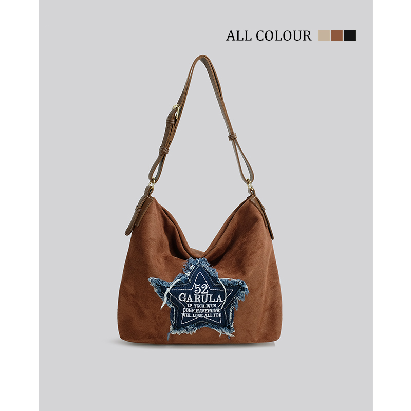 高級絨布質感 單肩大容量包包  棕色