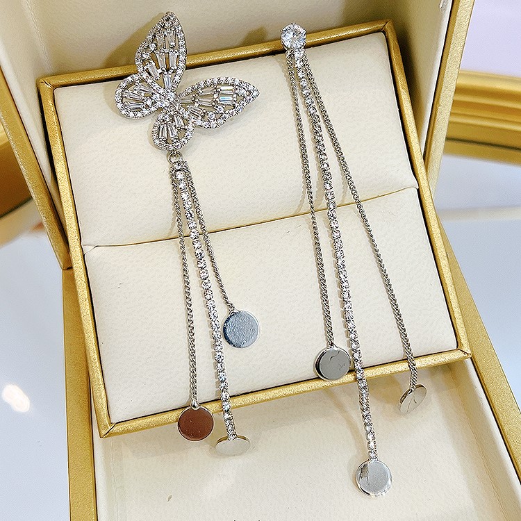 微鑲AB款蝴蝶流蘇耳環