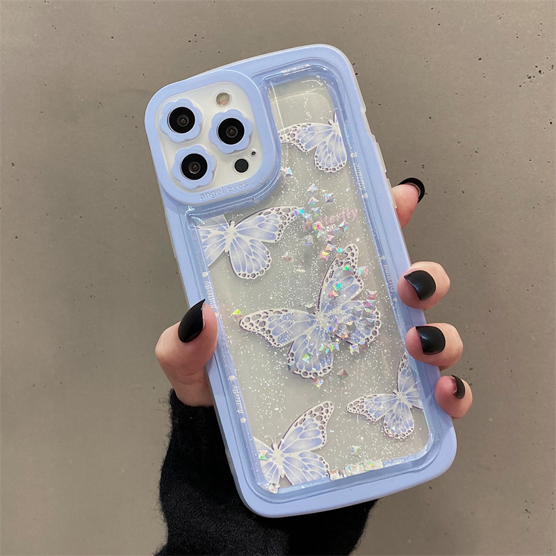 夢幻蝴蝶液體流沙氣墊手機保護殼