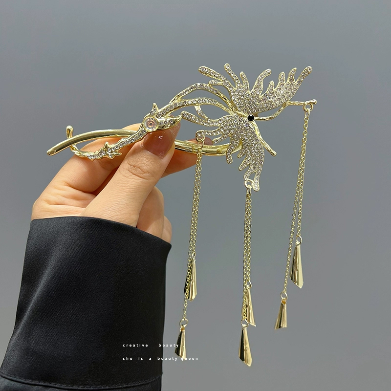 黑色大蝴蝶流蘇盤髮神器