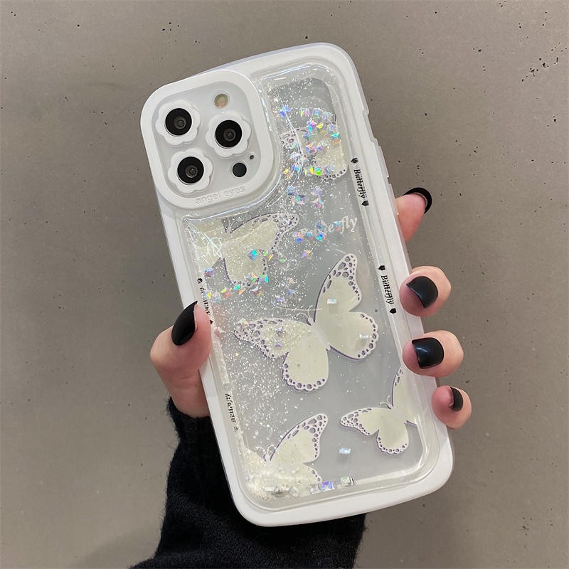 夢幻蝴蝶液體流沙氣墊手機保護殼