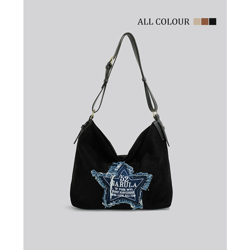 高級絨布質感 單肩大容量包包  黑色