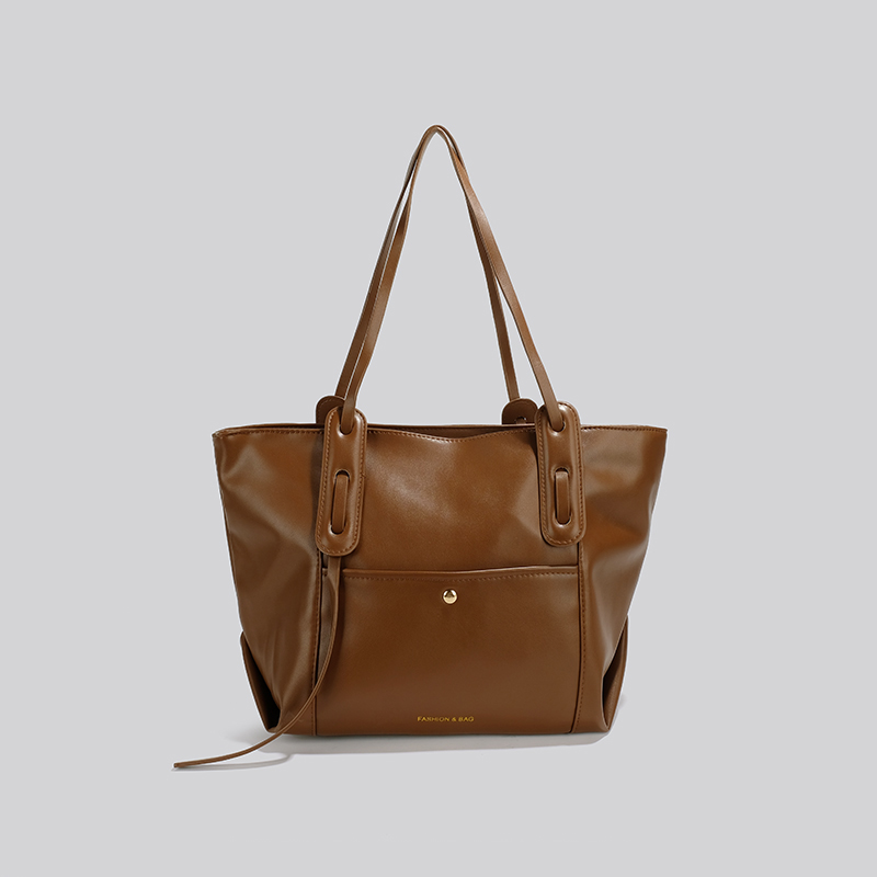 純色牛皮 大容量時尚托特包   棕色