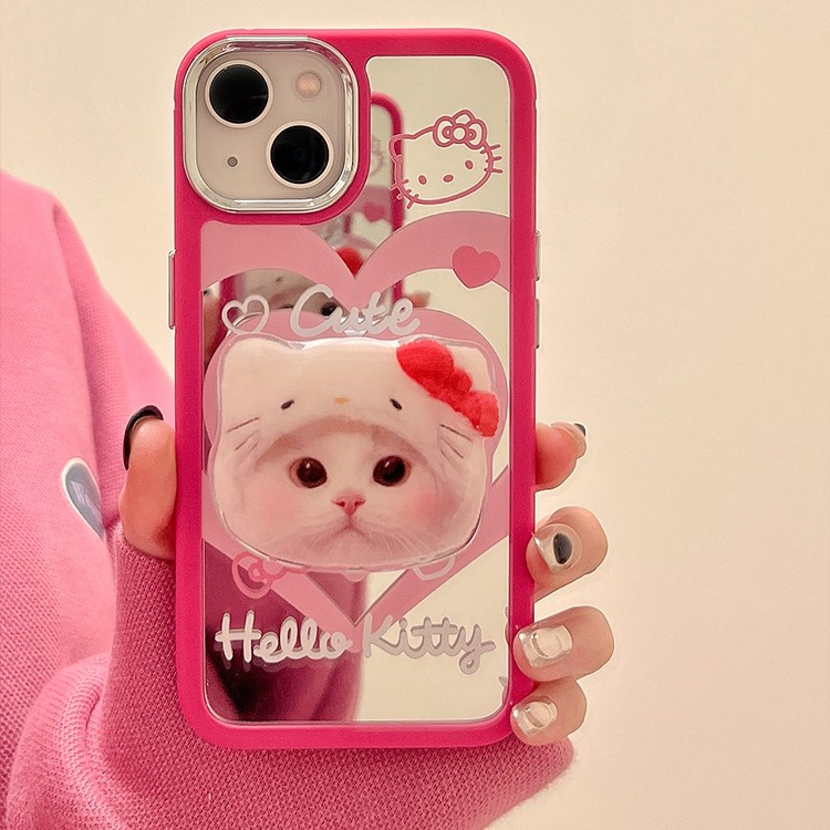 鏡面可愛粉色卡通貓咪手機保護殼-FANYIACC