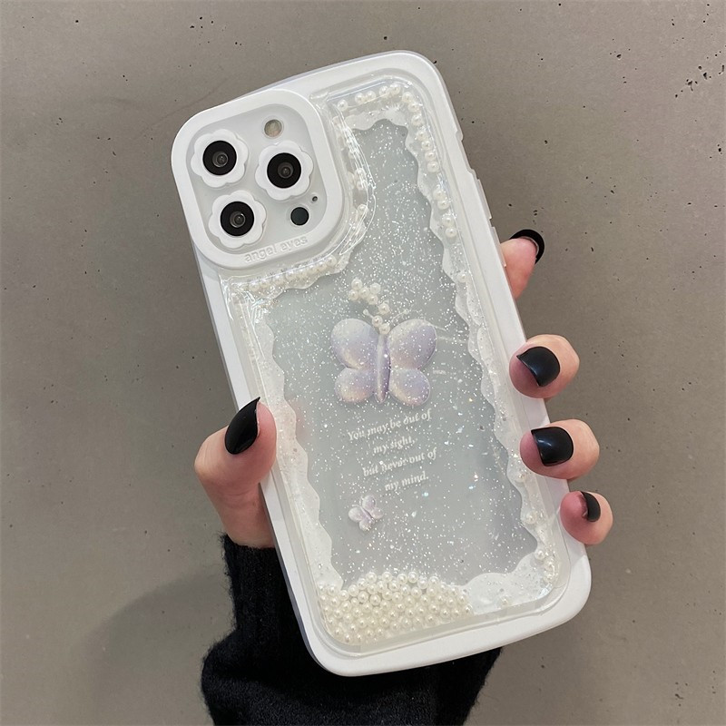 夢幻蝴蝶液體流沙氣墊手機保護殼
