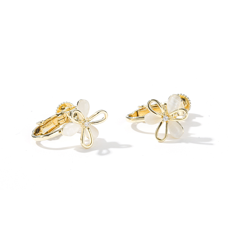 氣質貓眼石耳環夾式無耳洞