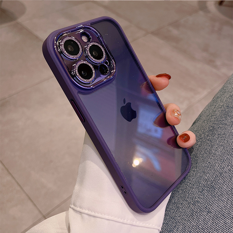 紫色 帶鏡頭膜閃粉iphone