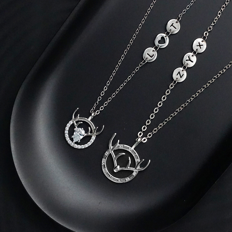 一鹿有妳 情侶項錬 刻字Ta的姓名 純銀字母手錬