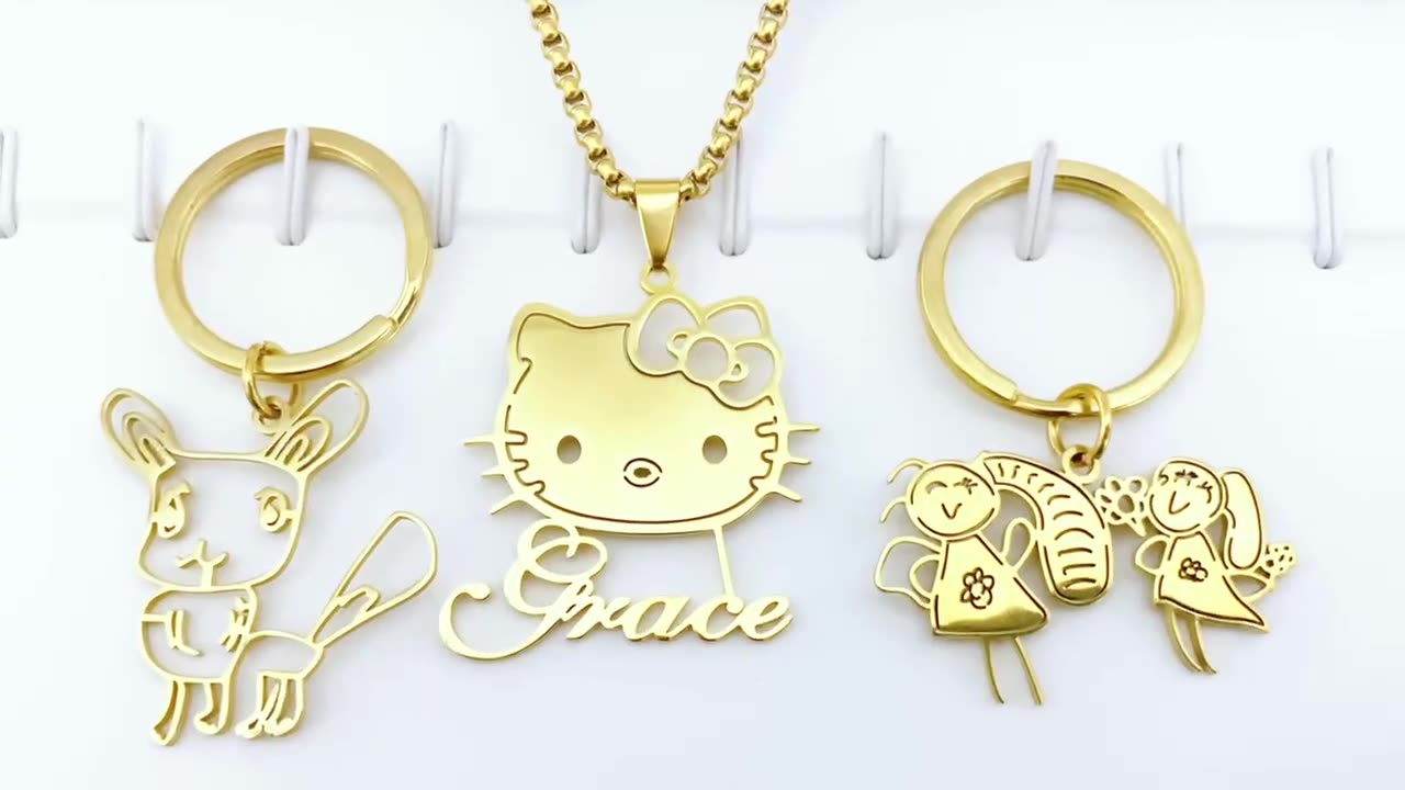 訂製款｜兒童DIY客製化 寶寶塗鴉手繪項錬鑰匙扣-FANYIACC