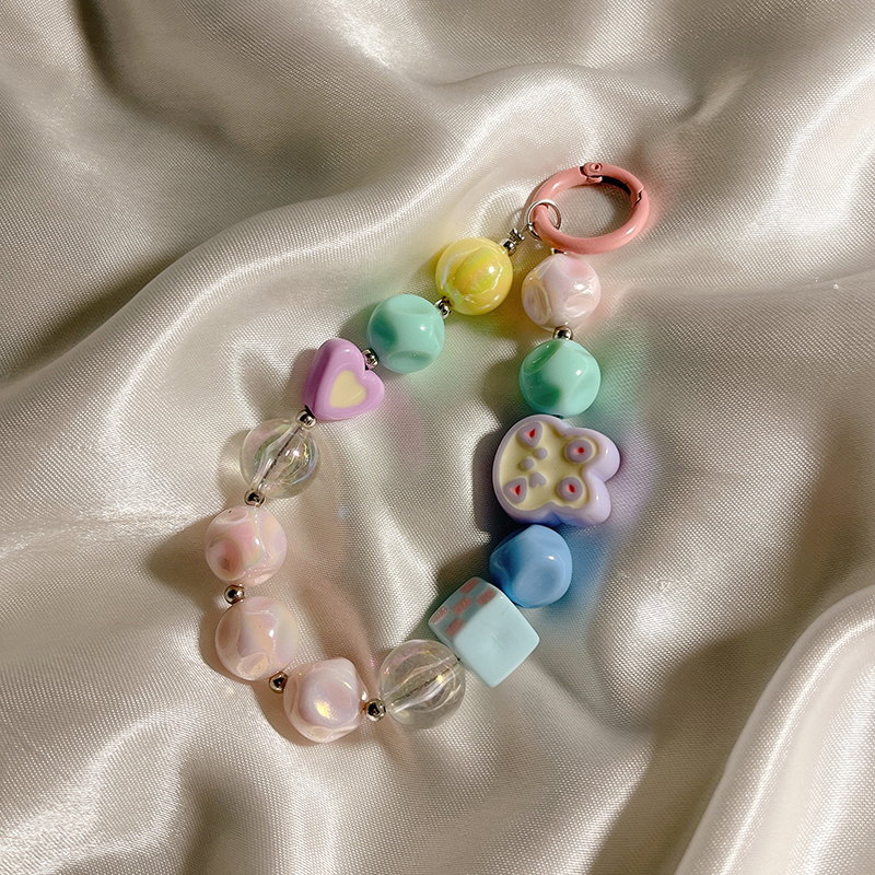 小清新彩色串珠手機殼掛件 掛錬 -FANYIACC