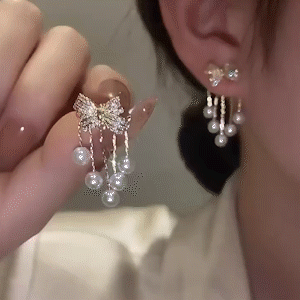 鋯石珍珠流蘇耳環  -FANYIACC