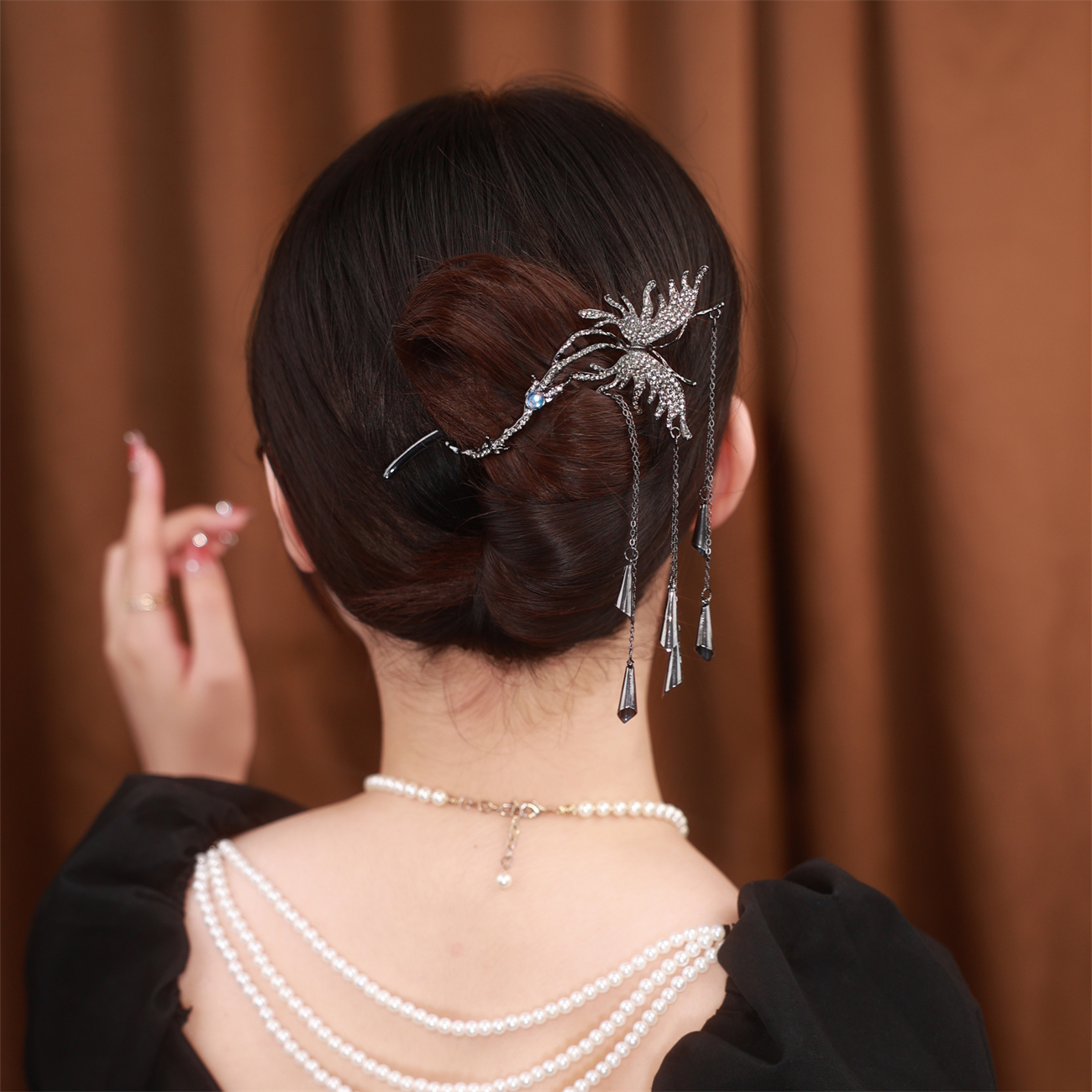 🦋黑色水鑽蝴蝶發卡-FANYIACC