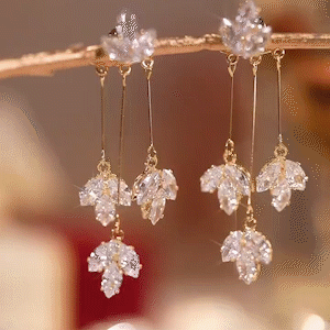 閃鑽葉子耳環-FANYIACC