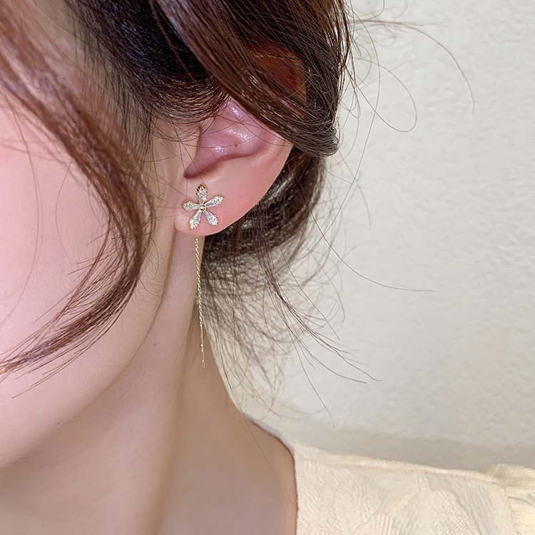 鋯石花朵耳線耳環-FANYIACC