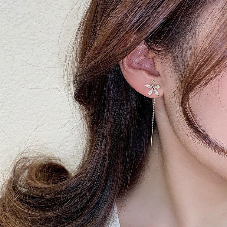 鋯石花朵耳線耳環-FANYIACC