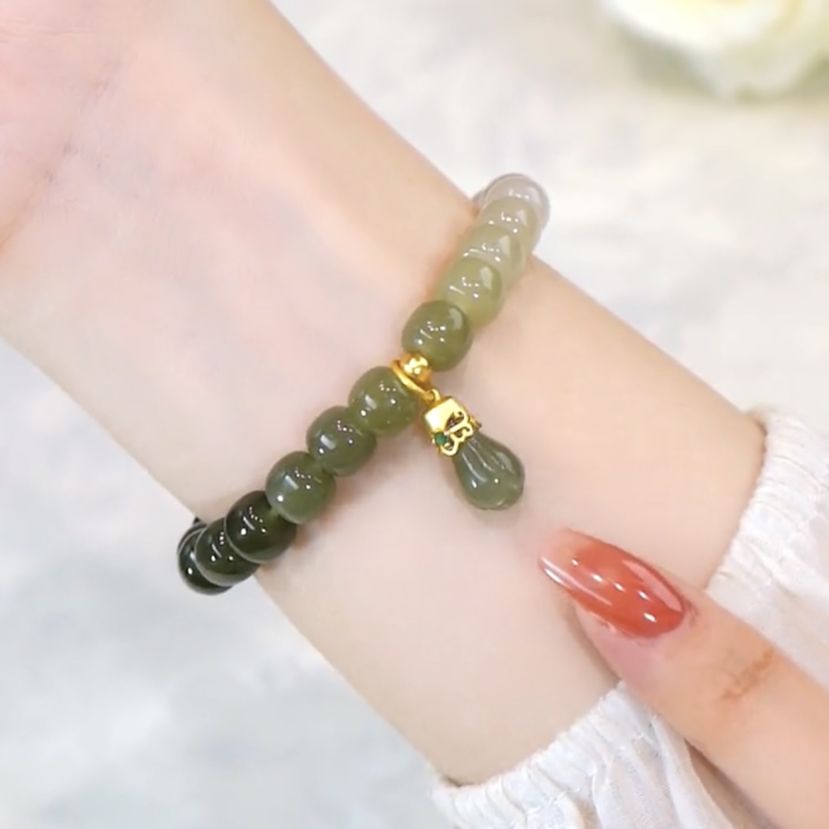 漸變玉蘭花和田玉手錬-FANYIACC