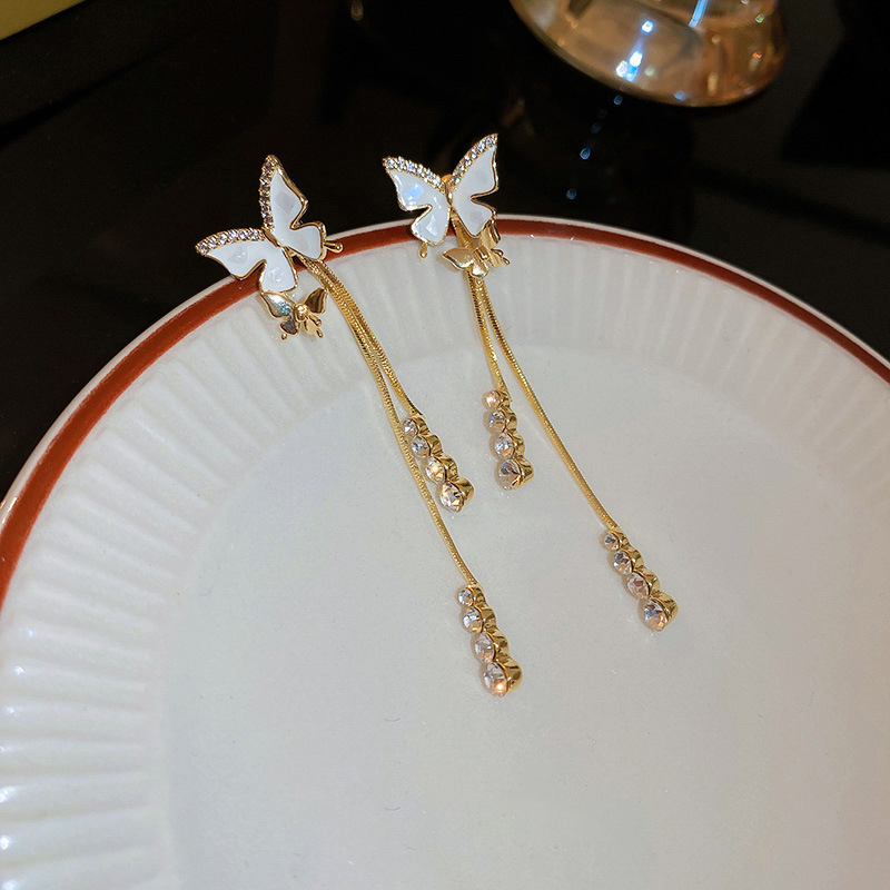 超閃 鋯石蝴蝶流蘇耳環 -FANYIACC