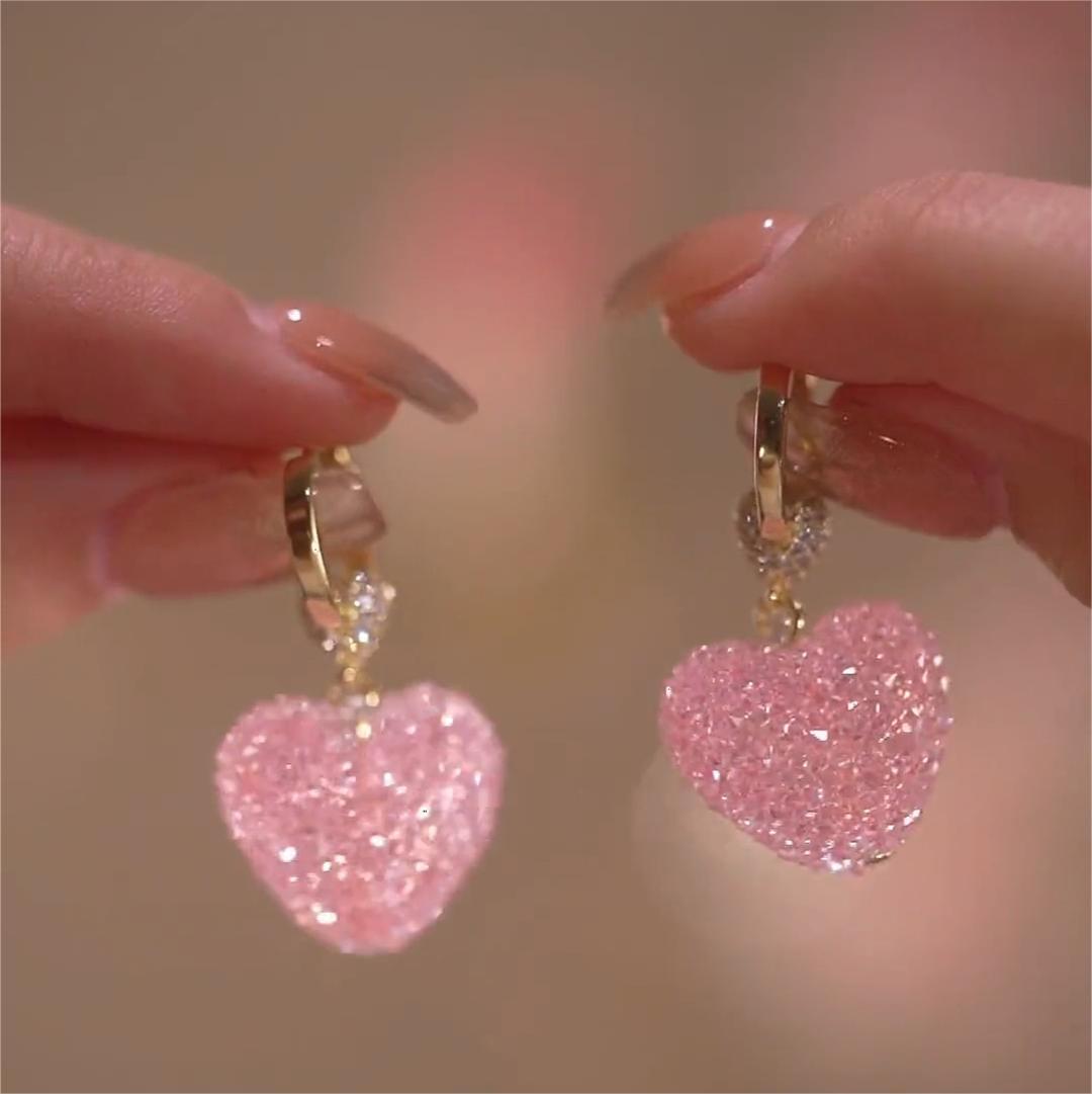 滿鑽綠色糖果愛心耳環-FANYIACC