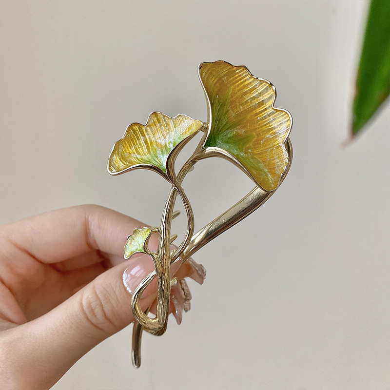 三生有幸銀杏葉一字抓夾-FANYIACC