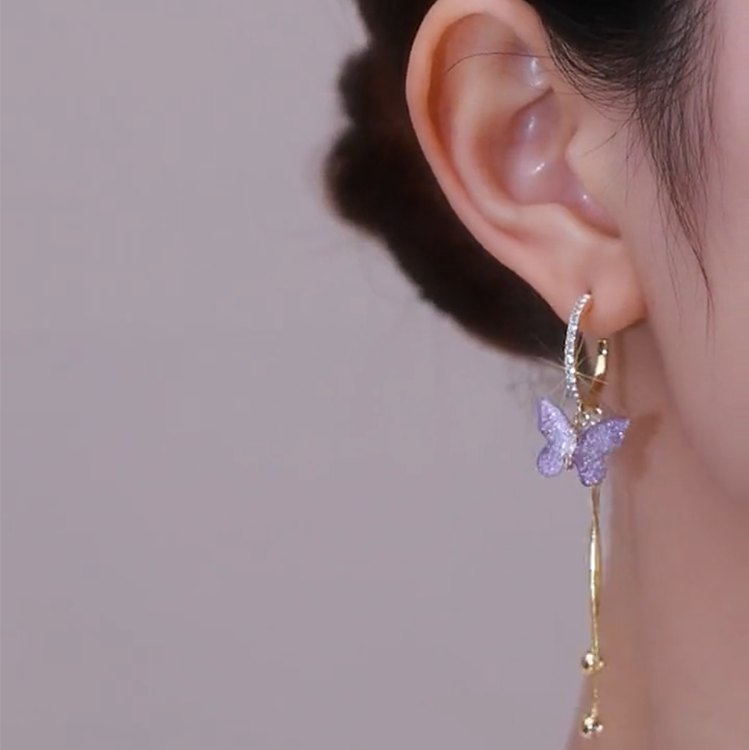 超仙氣紫色水晶蝴蝶耳環-FANYIACC