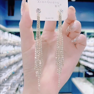 超閃碎鑽流蘇耳環 -FANYIACC