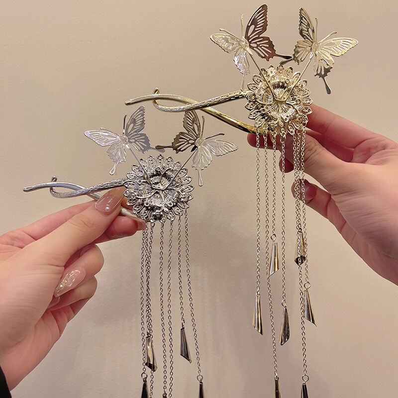 蝴蝶流蘇盤髮神器一字夾-FANYIACC