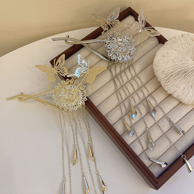 蝴蝶流蘇盤髮神器一字夾-FANYIACC