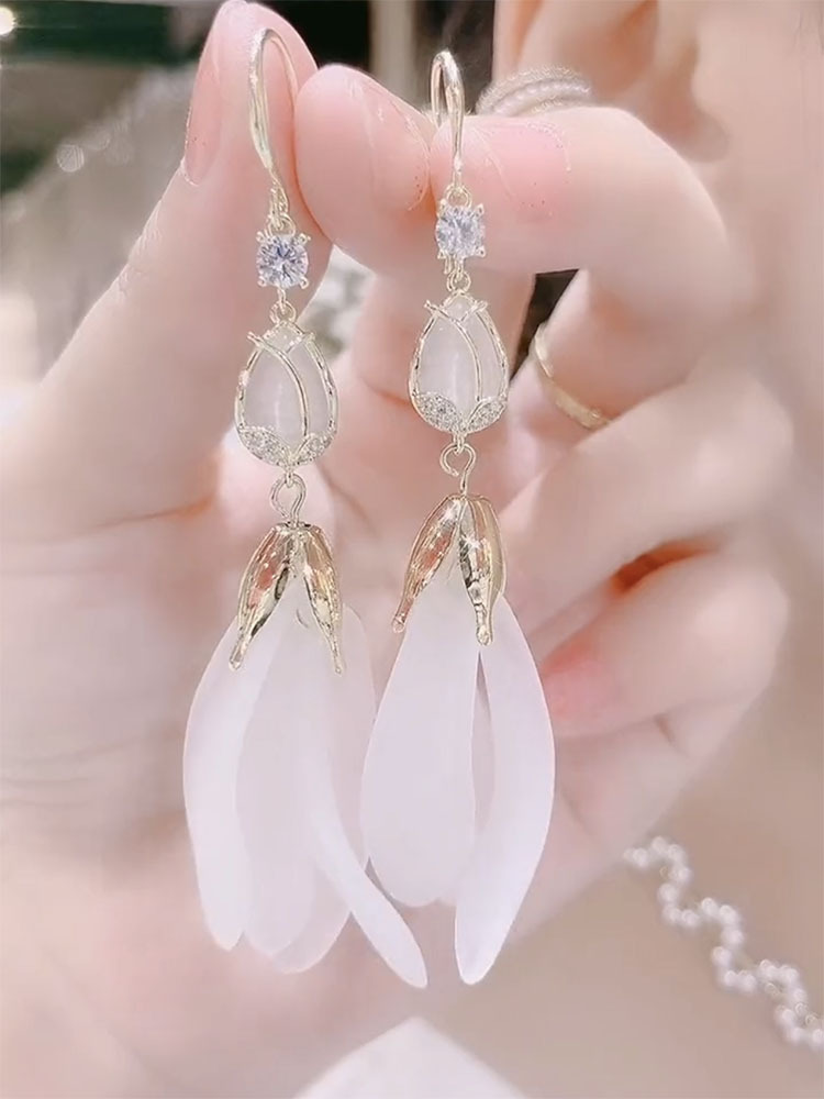 紫色鬱金香流蘇耳環-FANYIACC