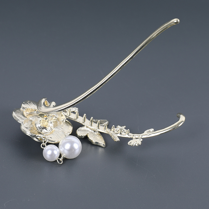 復古山茶花珍珠髮夾-FANYIACC