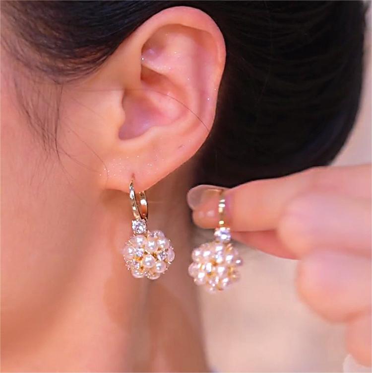 時尚洋氣珍珠球耳環-FANYIACC