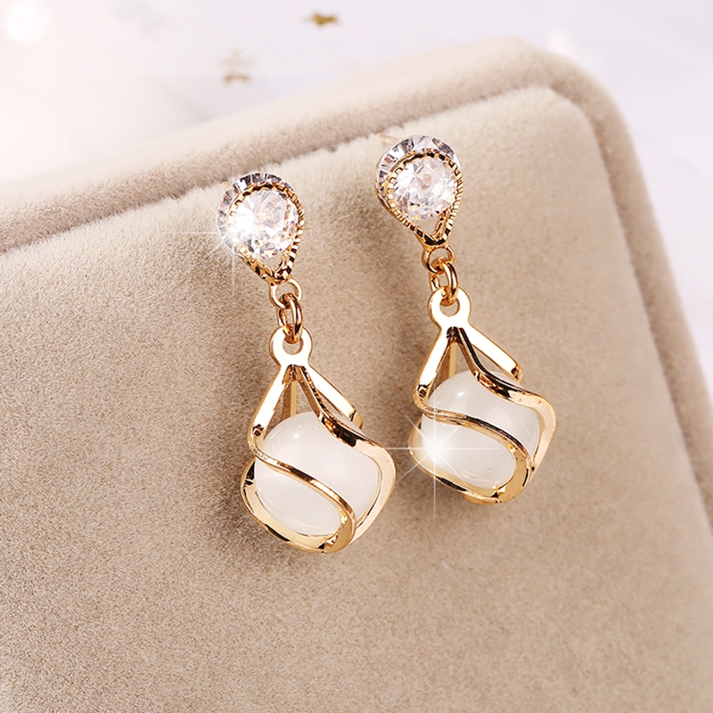 貓眼石滿鑽耳扣 【3色】-FANYIACC