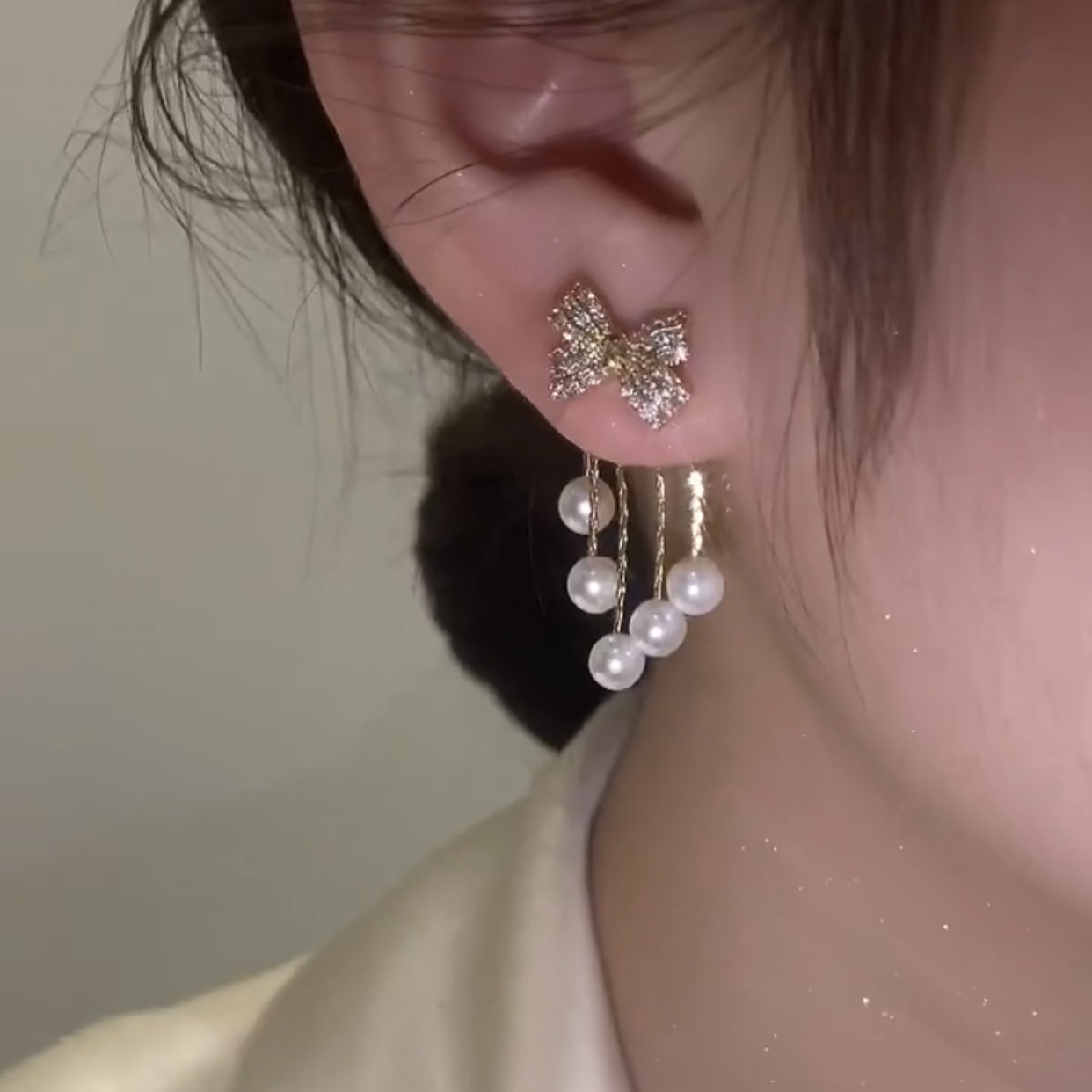 鋯石珍珠流蘇耳環  -FANYIACC