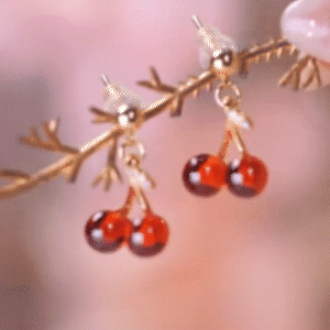 紅色可人櫻桃耳環-FANYIACC