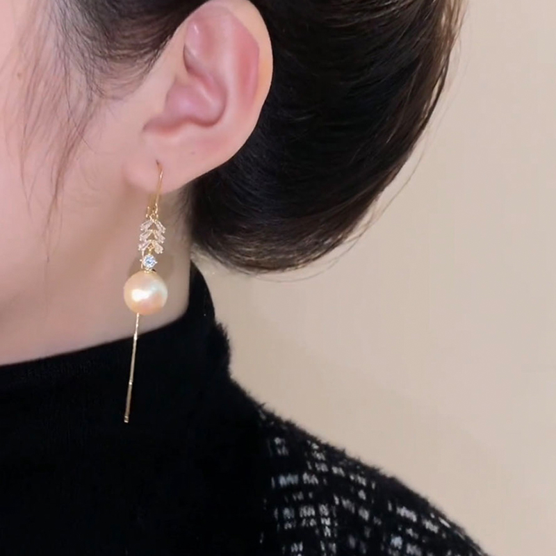 超閃珍珠流蘇耳環-FANYIACC