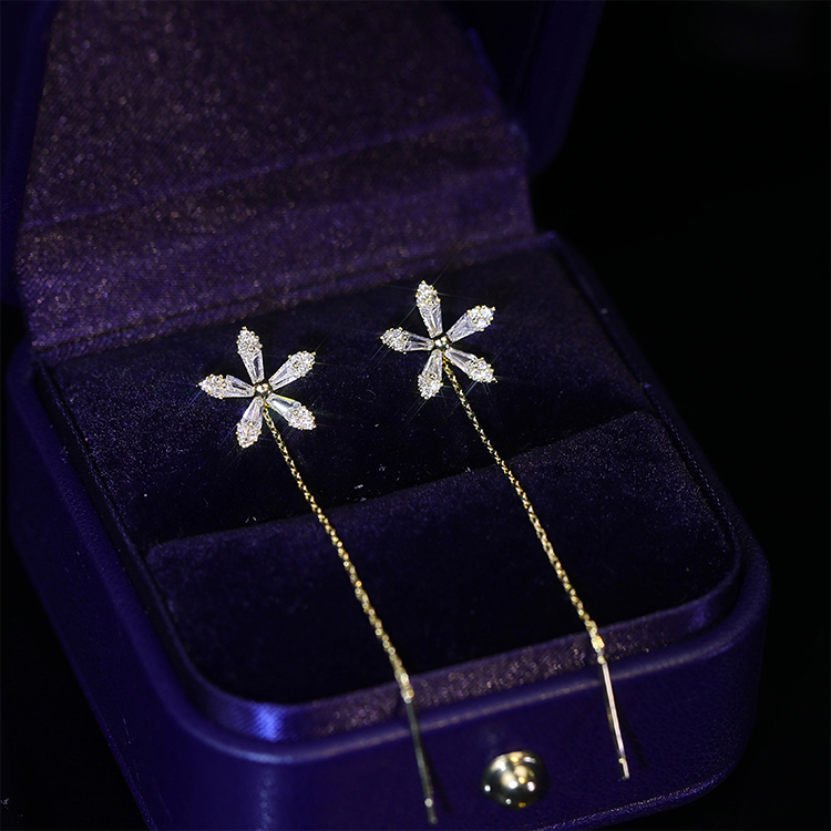 鋯石花朵耳線耳環-FANYIACC
