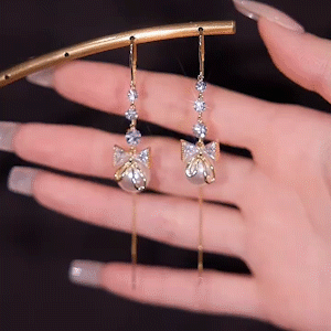 蝴蝶結珍珠流蘇耳環    -FANYIACC