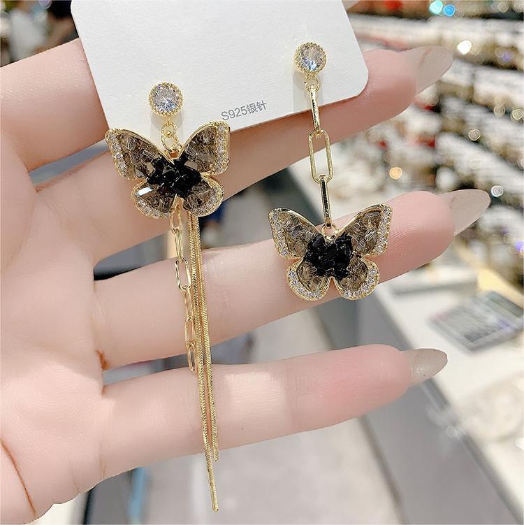 不對稱蝴蝶流蘇耳環-FANYIACC