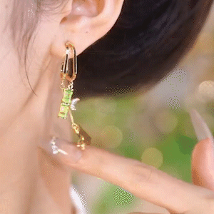 綠色竹節長款流蘇耳環-FANYIACC