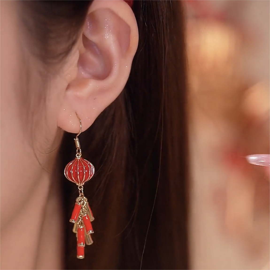 民國風紅燈籠耳環 -FANYIACC